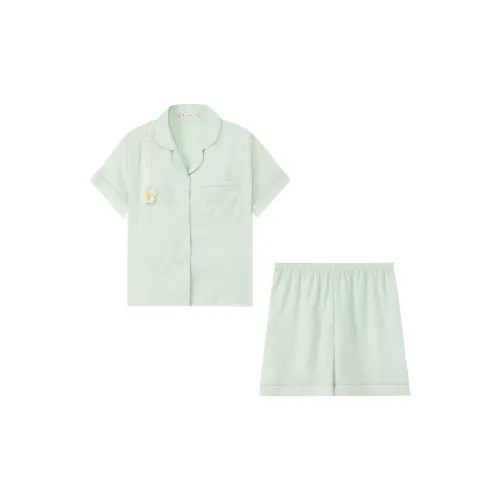 Сон Студенты Дом Спальня Дом Верхняя одежда Готовая Комплект Пижам Корейский стиль Милый Свободный крой Женский Разноцветный