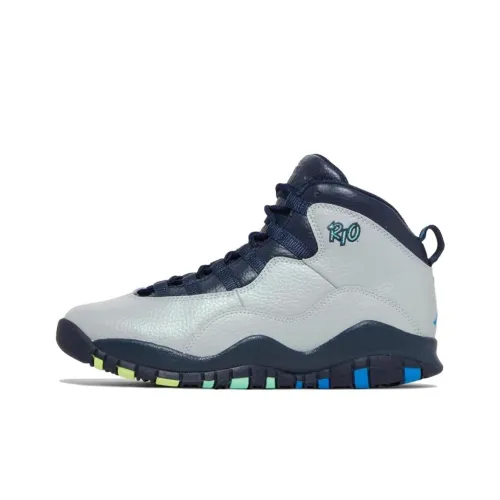Jordan Air Jordan 10 Retro Rio MID Top Винтажные баскетбольные кроссовки Женские Серый Зеленый