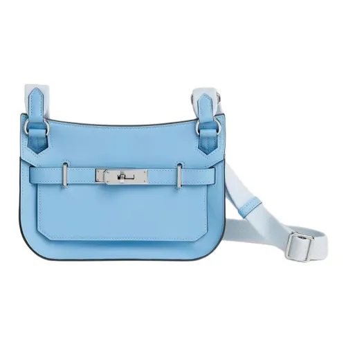 HERMES Jypsiere Swift Телячья кожа Сумка через плечо Мини Женские T0 BLEU Brume Туманно-голубой Пыльно-голубой