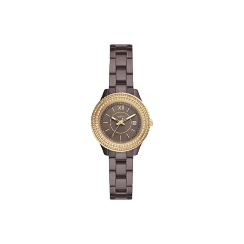 FOSSIL Stella Collection Кварцевые наручные часы керамический ремешок 30 мм коричневый циферблат женские часы