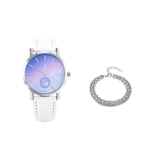 ingyunshi 'Qin The Moon Collaboration' Кварцевый механизм Естественная кожа Ремешок Часы Унисекс Белый циферблат