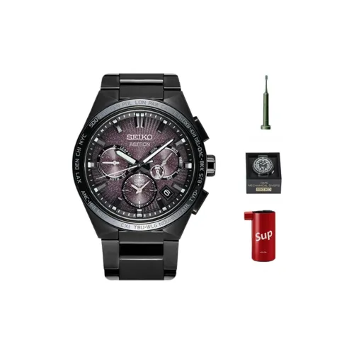 SEIKO Astron Series Солнечный Кварцевый Механизм Титан Ремешок Часы Мужские Фиолетовый Циферблат Часов