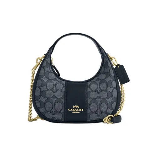 COACH CARMEN Сумка через плечо из коровьей кожи с тканью маленькая сумка женский джинсовый синий