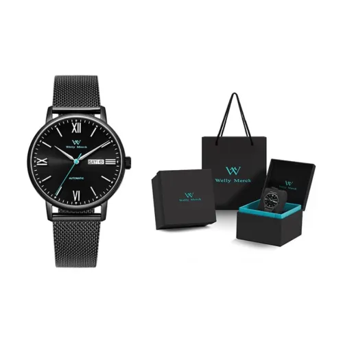 Welly Merck Механические часы из нержавеющей стали с ремешком черный циферблат мужские часы
