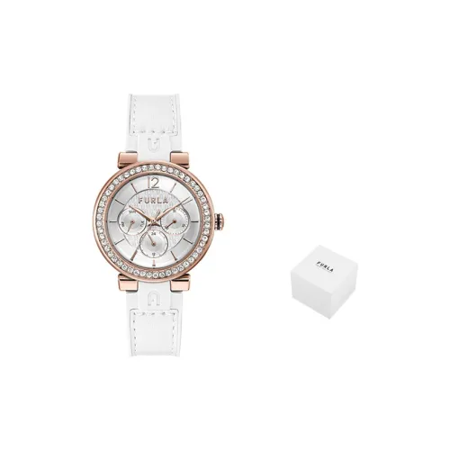 Furla Наручные часы Кварцевый механизм Силиконовый ремешок из натуральной кожи 38 мм серебристый циферблат женские часы