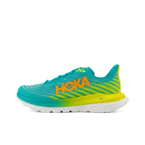 HOKA ONE ONE Mach 5 Slip-resistant Abrasion-resistant Low Top Casual Running Shoes Men's Green Yellow HOKA ONE ONE Mach 5 Противоскользящий Устойчивый к истиранию Низкий Топ Повседневные Беговые Кроссовки Мужские Зеленый Желтый