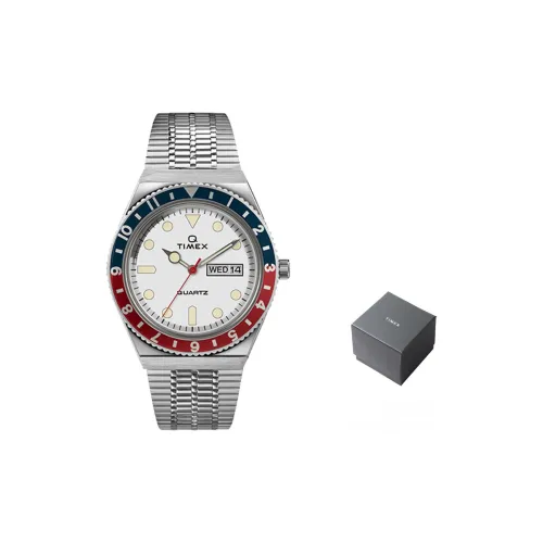 TIMEX Q Series Мужские часы Кварцевый механизм Ремешок из нержавеющей стали 38 мм Белый циферблат