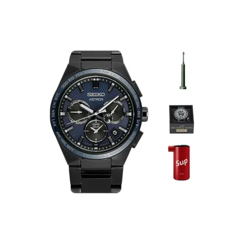 SEIKO Astron Series Солнечный Кварцевый Механизм Титан Ремешок Часы Мужские Циферблат Синий