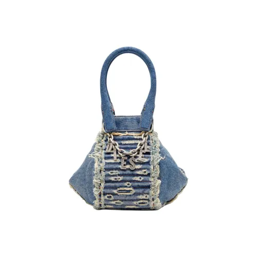 DIESEL Хлопок Телячья кожа Портативная Сумка через плечо Сумка на плечо Женская Синяя