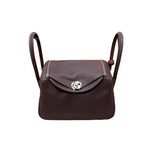 HERMES Lindy Clemence Bullock Кожа Сумка Сумка через плечо Женская 0G Руж Sellier Седло Красный