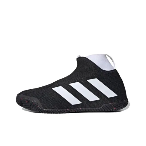 Adidas Stycon Без шнуровок Твердый Корт Противоскользящие Высокие Кроссовки для тенниса Мужские Белый Черный