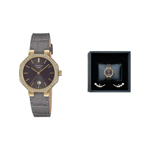 CASIO SHEEN Collection LUNAR Phase Star Collection Кварцевый механизм Часы Женские Серый циферблат