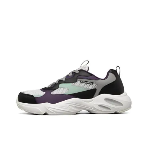 Skechers Stamina Airy Low Топ Толстая подошва Кроссовки Мужские Белый Фиолетовый Черный
