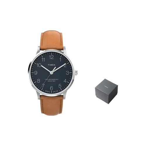 TIMEX WATERBURY Collection Мужские часы Кварцевый механизм Кожаный ремешок 40 мм Синий циферблат