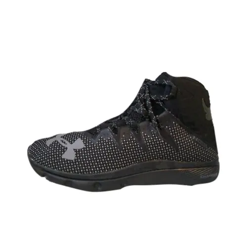 Under Armour Project Rock Delta Slip-Resistant Abrasion-Resistant Дышащие Высокие Кроссовки для Тренировок Мужские Черные