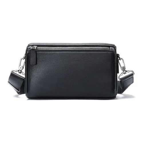 DOSRFINI Сумка через плечо из крупнозернистой текстуры мужская черная