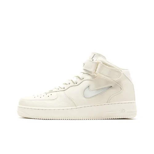 Nike Air FORCE 1 Ретро Prm Парус Парус Non Slip Легкий MID Скейтбординг Кроссовки Унисекс Экрю