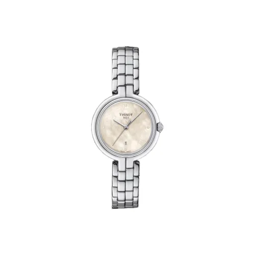 TISSOT Flamingo Series Кварцевый механизм Женские часы 30 мм Белый циферблат Корпус из нержавеющей стали Ремешок из нержавеющей стали