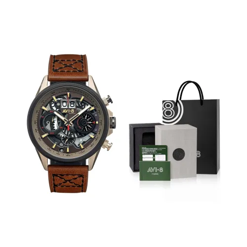 AVI 8 Harrier Fighter II Кварцевые мужские наручные часы натуральная кожа ремешок черный циферблат