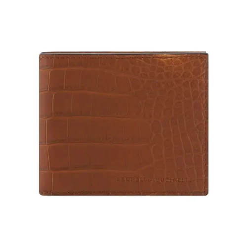 BRUNELLO CUCINELLI Кошелек из коровьей кожи Мужской Темно-коричневый