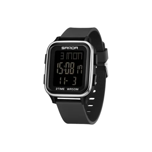 Sanda Electronic Механизм TPU Ремешок Часы Унисекс Черный Циферблат
