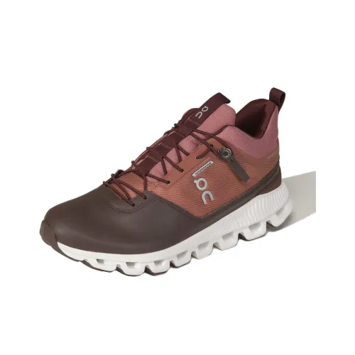 On Cloud Hi Амортизация Противоскользящий Устойчивый к износу Водонепроницаемый Низкий Топ Беговые кроссовки Женские Серый Коричневый