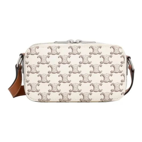 CELINE Triomphe Коровья кожа Сумка через плечо Мини Мужская Коричневый Бежевый