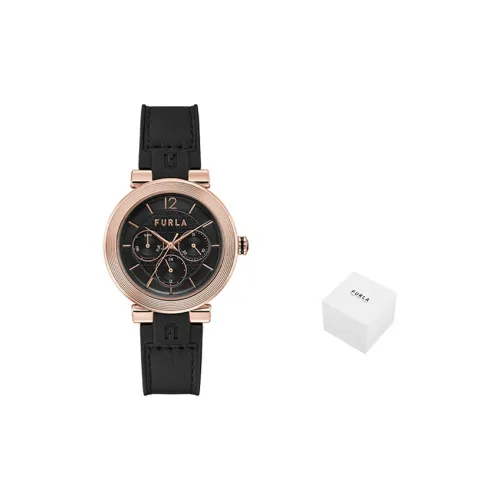 Furla Наручные часы Кварцевый механизм Силиконовый ремешок из натуральной кожи 38 мм черный циферблат женские часы