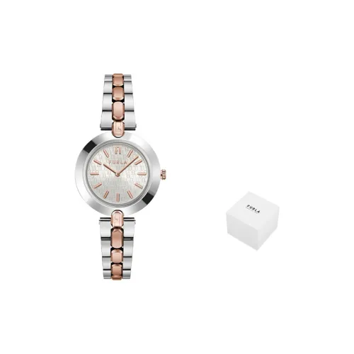 Furla Женские часы Кварцевый механизм Ремешок из нержавеющей стали 34 мм Серебристый циферблат