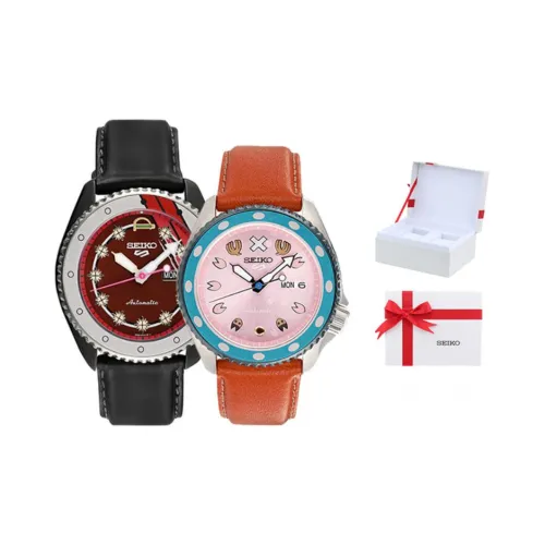 SEIKO SEIKO5 Collection Механические часы Кожаный ремешок Часы для мужчин Красный циферблат часов