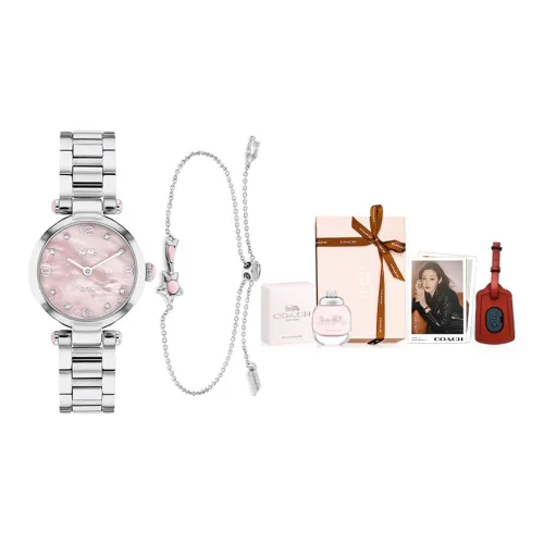 COACH CARY Collection Наручные часы Кварцевый механизм Ремешок из нержавеющей стали 26 мм Розовый циферблат Женские часы