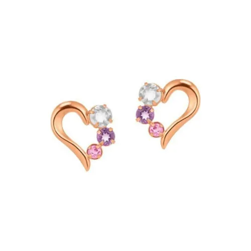Canal 4℃ K10 Розовое золото с аметистом рутиловым кварцем розовым кварцем серьги-гвоздики женские многоцветные