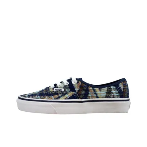 Vans Authentic Ткани вязаные Chevron Амортизация Износостойкие Низкие Кроссовки для скейтбординга Мужские Синий Желтый