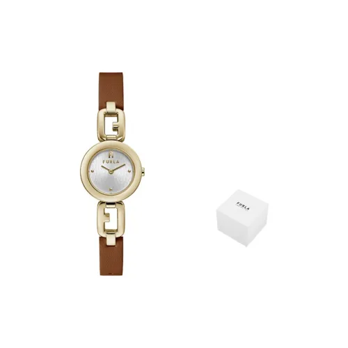 Furla GLAMOUR CHIC Collection Женские часы Кварцевый механизм Естественная кожа Ремешок 25 мм Серебристый циферблат