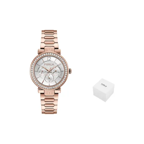 Furla ATHLEISURE Collection Часы Кварцевый механизм Ремешок из нержавеющей стали 38 мм Серебристый циферблат