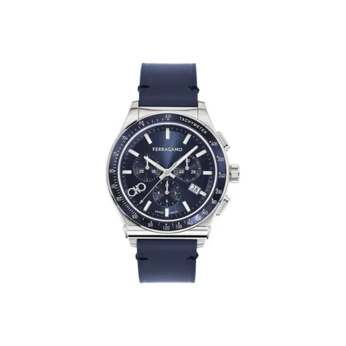 Ferragamo Мужские часы Кварцевый механизм 41 мм Синий циферблат