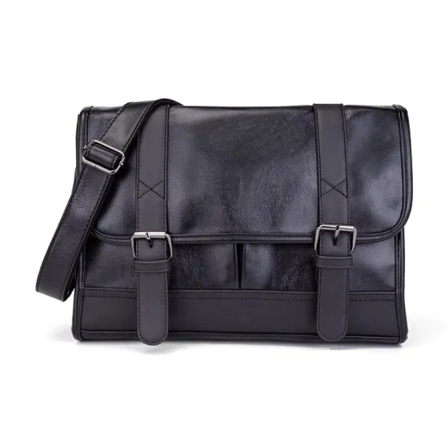 TTaG．baG ПУ (полиуретан) Курьерская сумка Сумка через плечо Мужская Черная