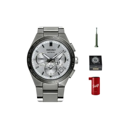 SEIKO Astron Series Солнечный Кварцевый Механизм Титан Ремешок Часы Мужские Белый Циферблат