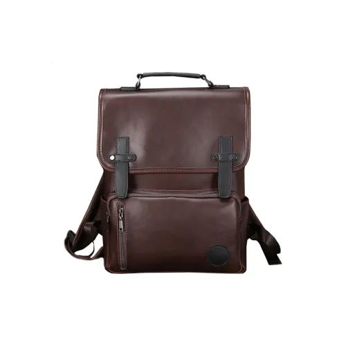 TTaG．baG Рюкзак из ПУ (полиуретана) Кожа Стандартный Мужской Кофейный