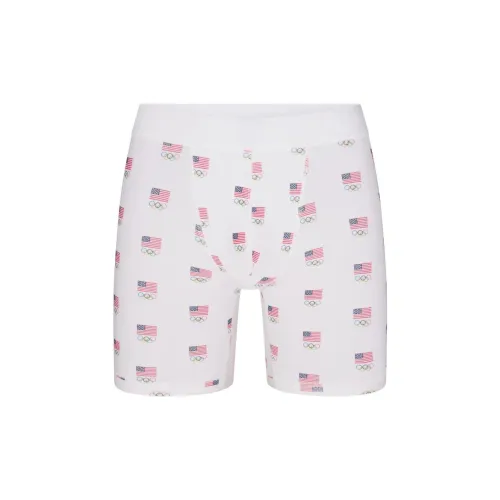 SKIMS USA Olympic Team Co Branded 1 Pack White/White Men's Boxers