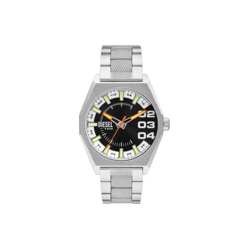 DIESEL Scraper Collection Мужские часы Кварцевый механизм Ремешок из нержавеющей стали 43 мм Черный циферблат