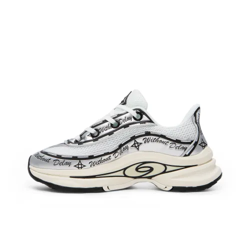 WO Delay Аbrasion Resistant Низкий Топ Толстая подошва Кроссовки Унисекс Жидкое серебро