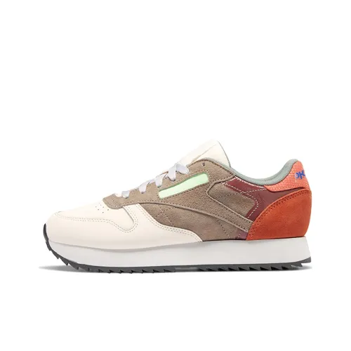 Reebok Classic Leather Low Топ Повседневная обувь Женская Белая Коричневая Оранжевая