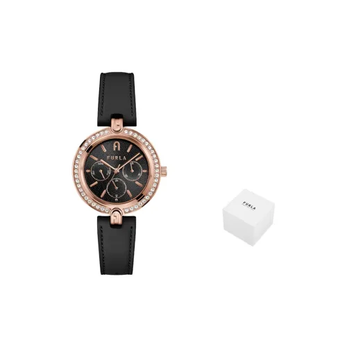 Furla HERITAGE Series Женские часы Кварцевый механизм Естественная кожа Ремешок Черный циферблат