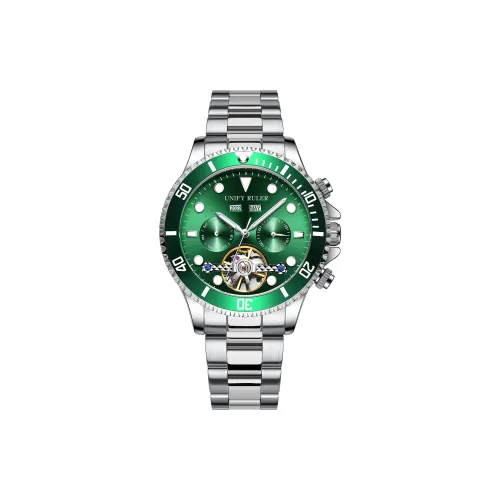 Respect The Time Механический механизм Металлический ремешок Часы Мужские часы Зеленый циферблат