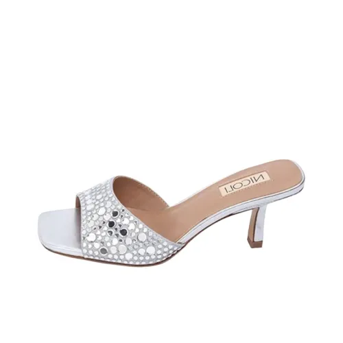 NICOLI Слипоны 7 см Женские Серебряные