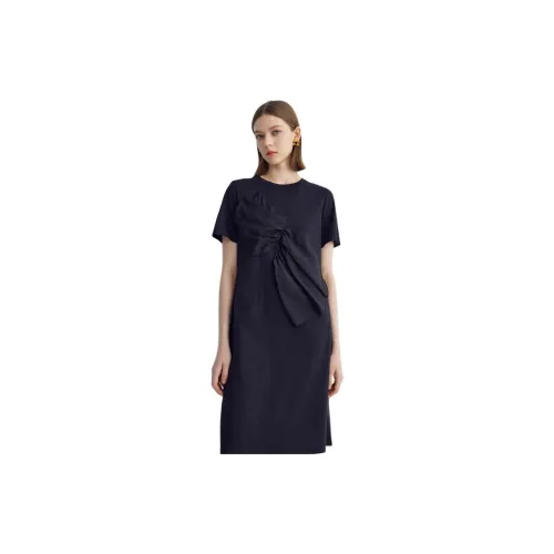 DESIGNICE Black Женские Короткие Платья с Рукавами