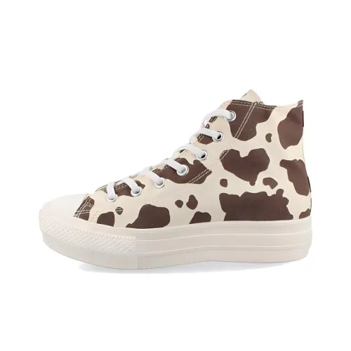 Конверс All Star Light PLTS Cowspot Hi High Топ Кеды Женские Бежевый Умбра