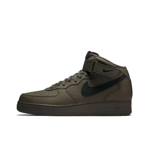 Nike Air Force 1 Амортизация Износостойкий MID Топ Скейтборд Кроссовки Унисекс Коричневый