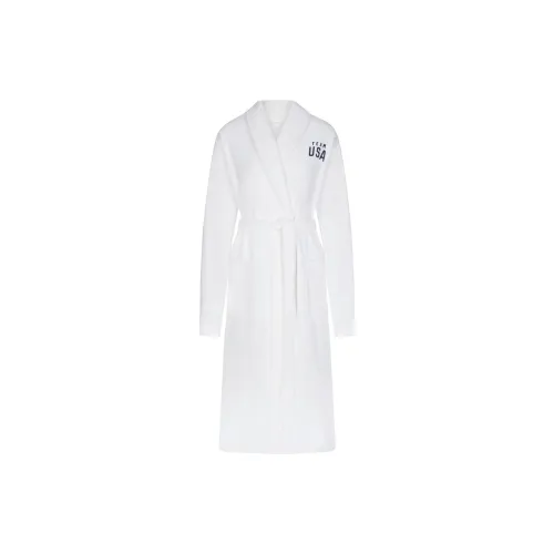 SKIMS x MEIGUOAOYUNDUI LIANMINGKUAN SS24 FOR Команда США Махровый Олимпийский Унисекс ROBE Сон Robe Унисекс Белый Белый